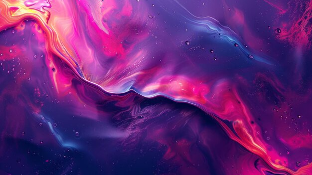 Colorful flowing wavy surface with neon gradient illumination Stream of luminous particles in outer space or the depths of the ocean Cyberpunk abstract futuristic background