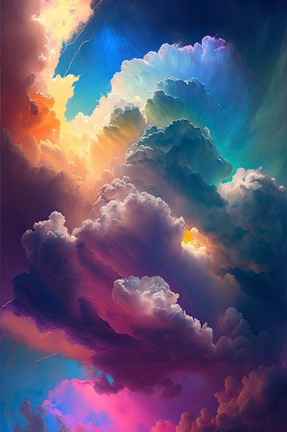 Colorful fluffy clouds