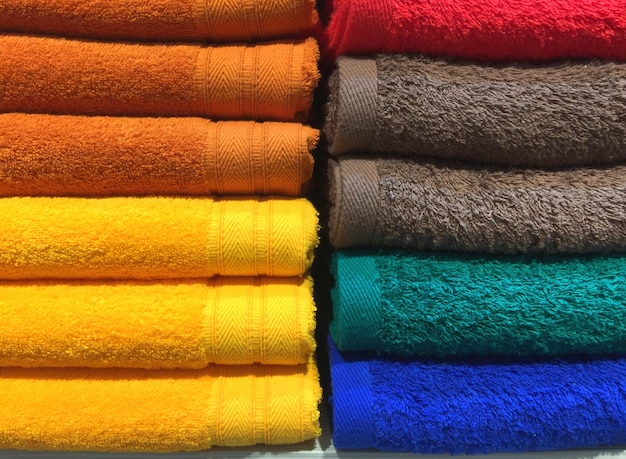 Colorful Fluffy Folded Towels Texture