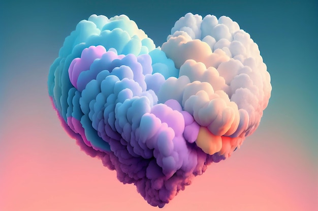 Colorful fluffyheart shaped cloud Generative AI