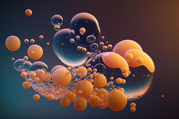 Colorful fluid bubbles abstract background isomorphic blobs and spheres 3d liquid style art