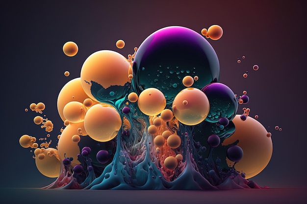 Colorful fluid bubbles abstract background isomorphic blobs and spheres 3d liquid style art