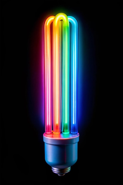 Photo colorful fluorescent light neon on black background