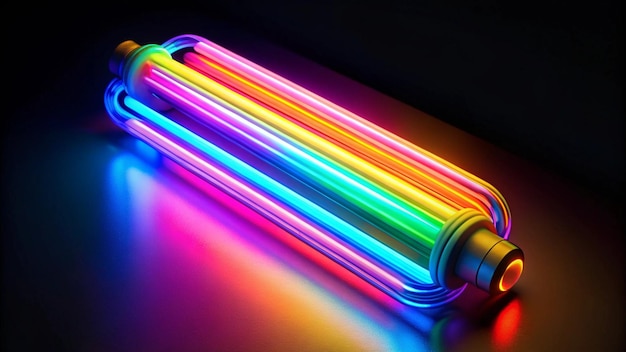 Photo colorful fluorescent light neon on black background