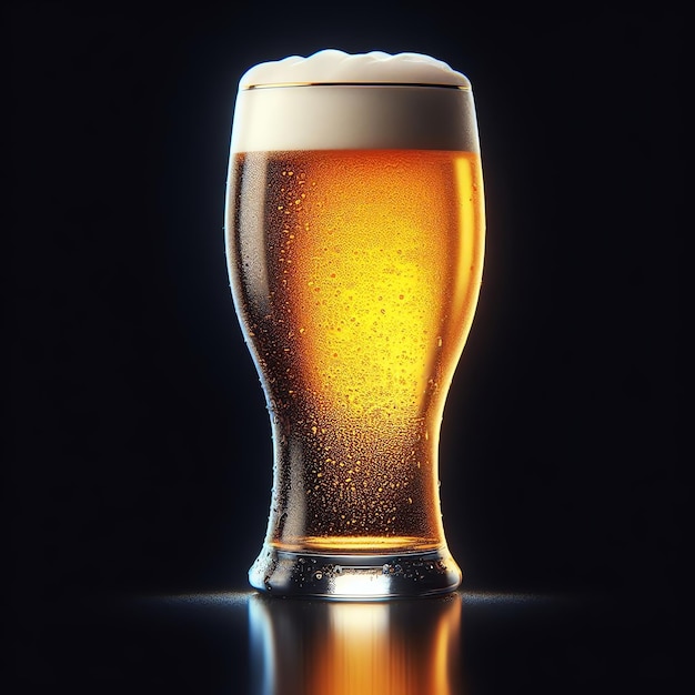 Colorful Foamy Beer in Black Background