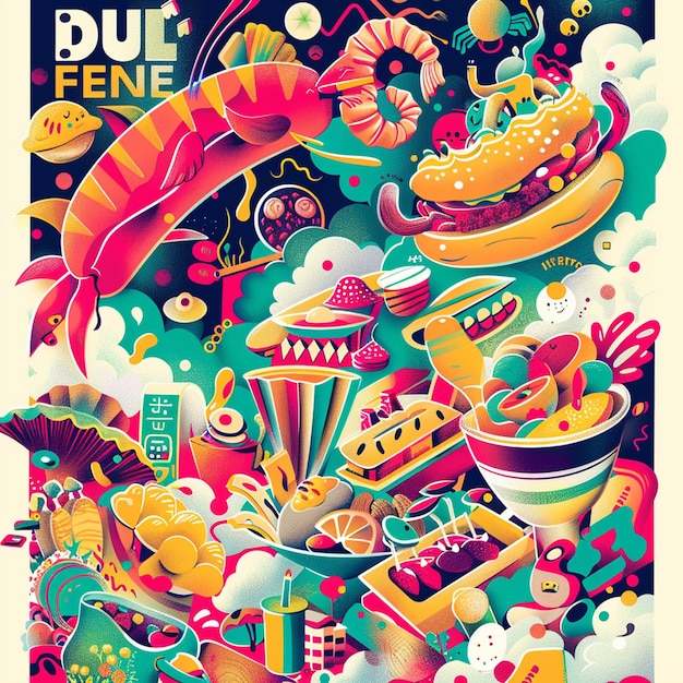 Photo a colorful food festival poster with mouthwatering visuals