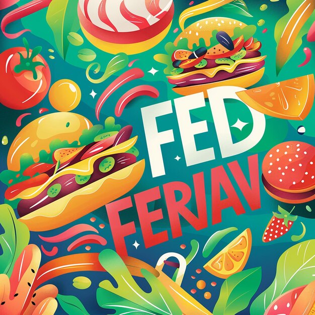 Photo a colorful food festival poster with mouthwatering visuals