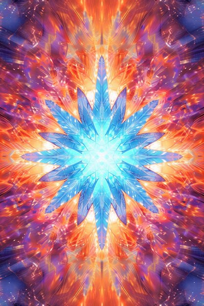 A colorful fractal image with a star design in the center.