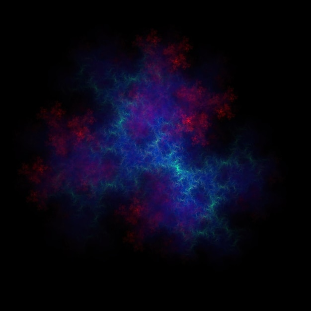 Colorful fractal nebula dust on black background