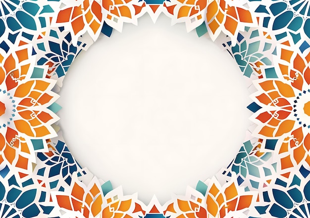 Photo a colorful frame with a circular pattern of the leaves and the border