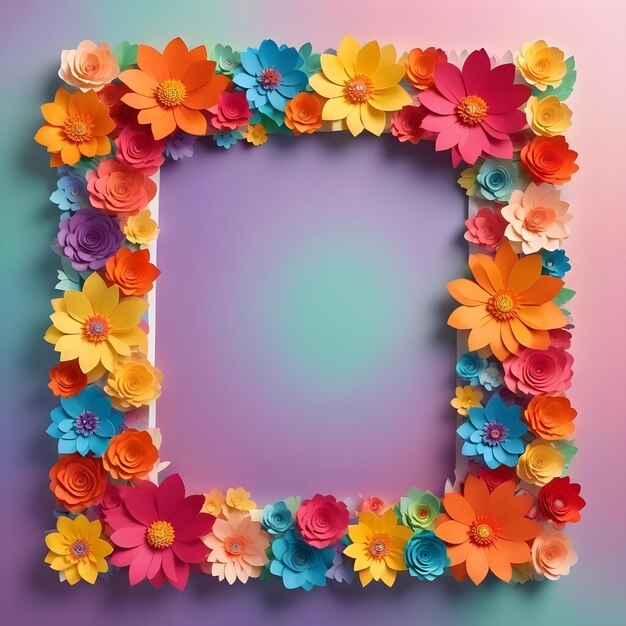 Photo a colorful frame with flowers and a frame with a frame that says  flowers