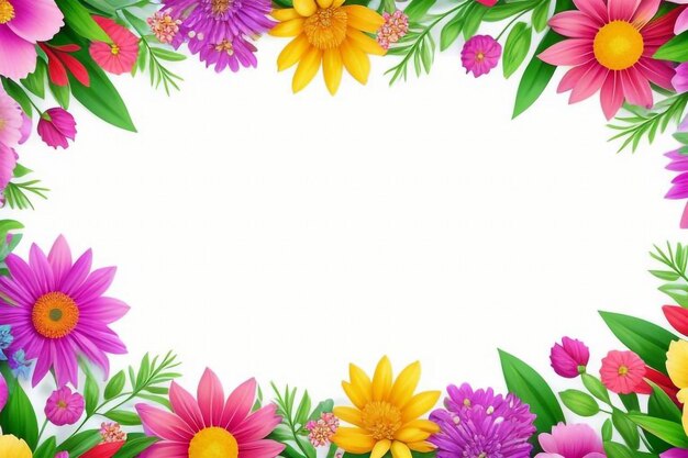 a colorful frame with flowers on it and a white background