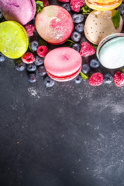 Colorful french macaron dessert