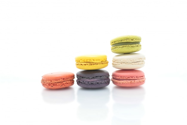 Colorful French Macaron on the white background