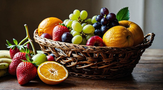 Colorful Fresh Fruit Basket