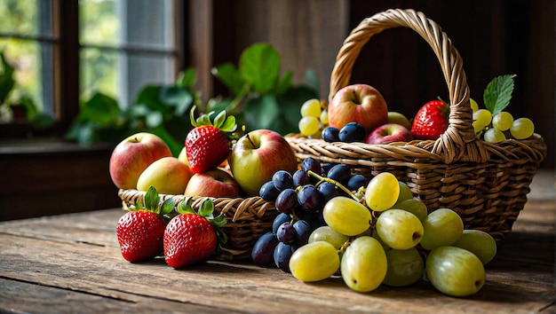 Colorful Fresh Fruit Basket