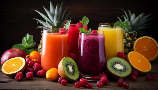 colorful fresh juices