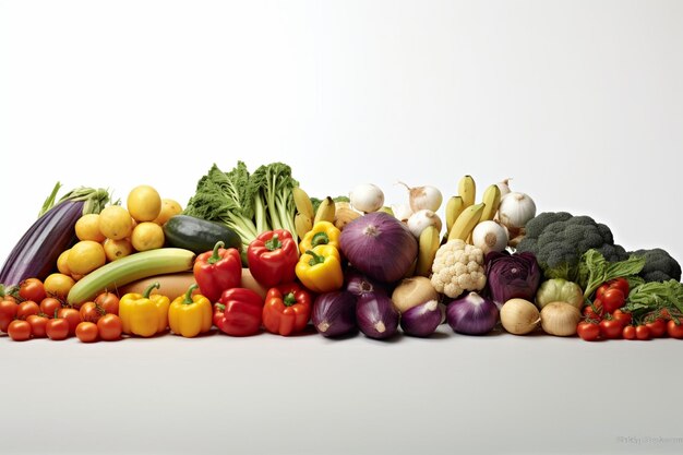 Colorful Fresh Produce on White Background