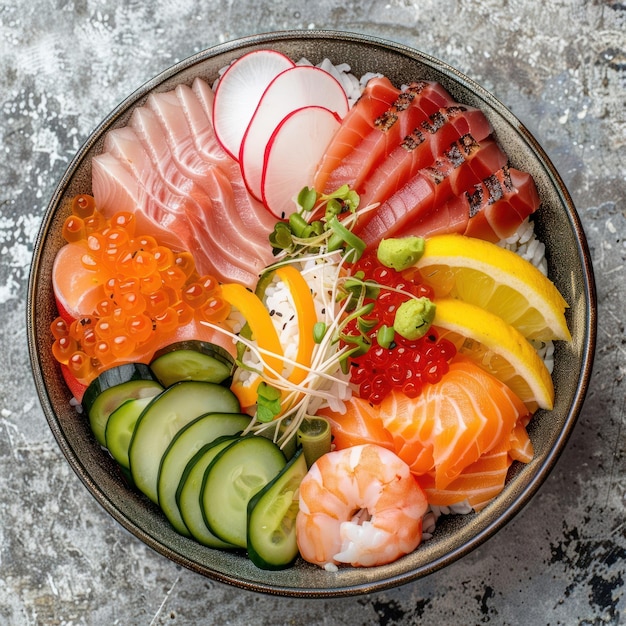 Photo colorful fresh sushi bowl