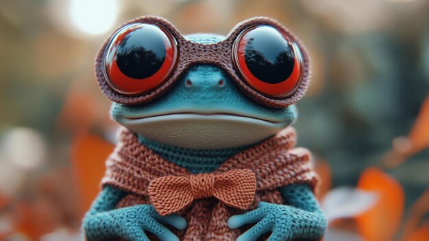 Photo a colorful frog in stylish attire with unique accessories