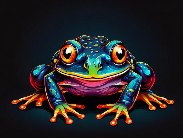 a colorful frog with a colorful background and a colorful image of a frog with orange eyes