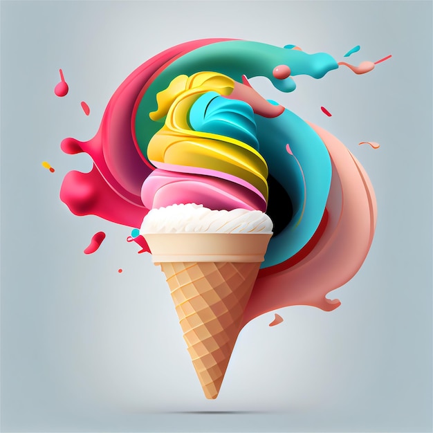 Colorful frozen yogurt ice cream