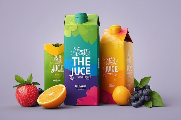 Colorful Fruit Juice Carton Mockup Taste the Rainbow