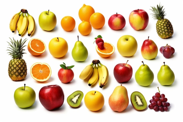 Colorful Fruit Variety Isolated on White