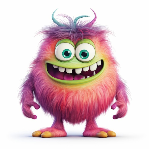 Colorful Full Body Monster Illustration On White Background