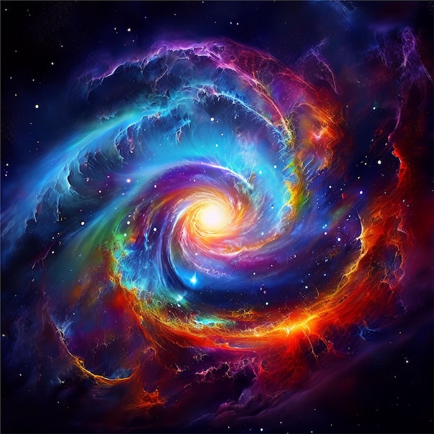 a colorful galaxy is shown with a space background