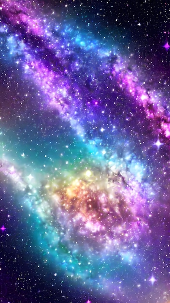 A colorful galaxy with stars and galaxy in the background.