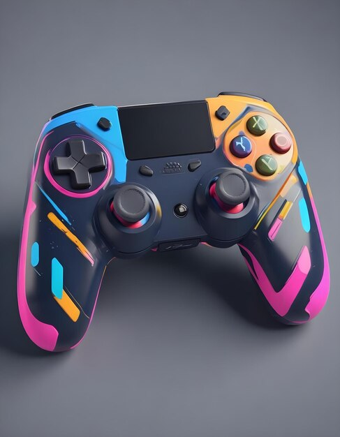 a colorful game controller with multicolored buttons