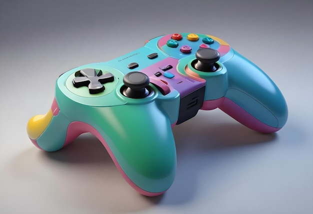 a colorful game controller with the word  on the bottom