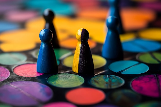 Photo colorful game pieces on a board