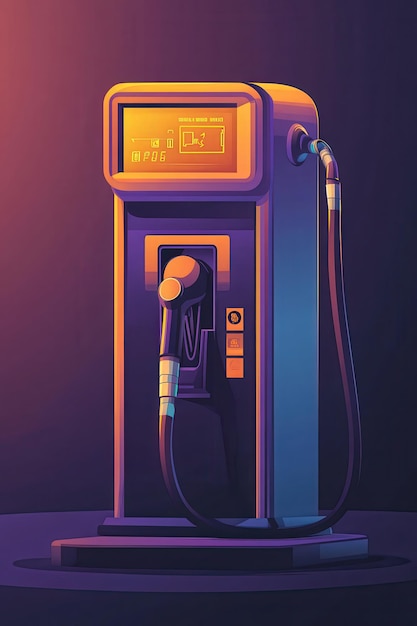 Photo colorful gas pump illustration with neon lights