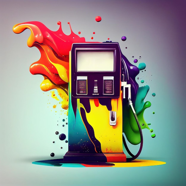 Photo colorful gas station generative ai