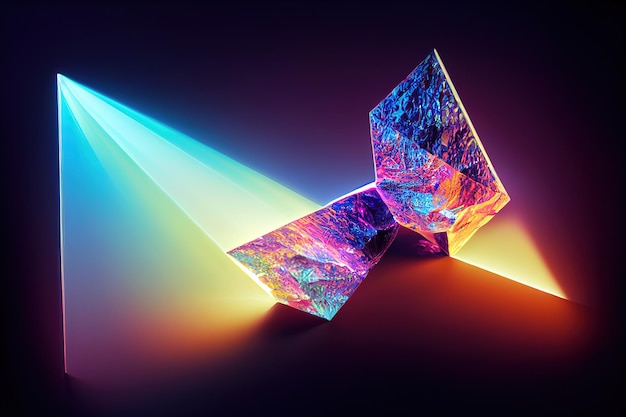 Colorful gem abstract background with spectrum light 3D style illustration