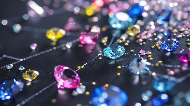 Photo colorful gemstones on a black background