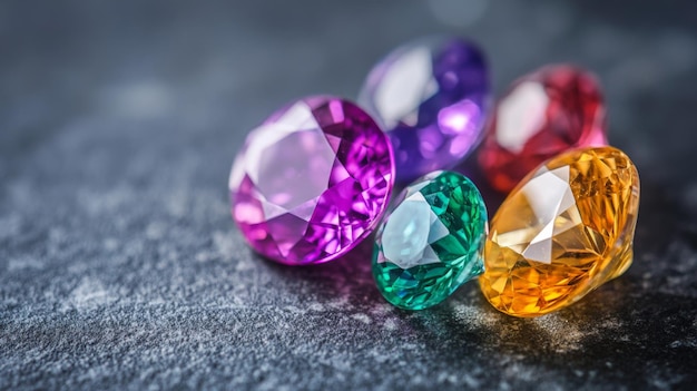 Photo colorful gemstones on dark background