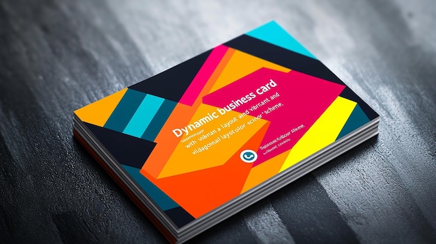 Photo colorful geometric business card mockup