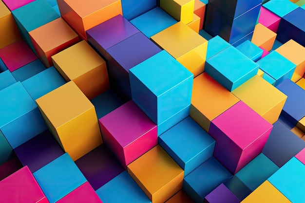 Colorful Geometric Cubes for Modern Background