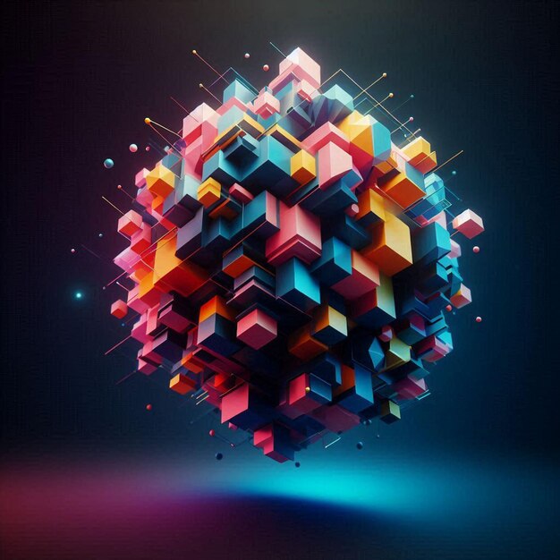 a colorful geometric design is shown with a black background