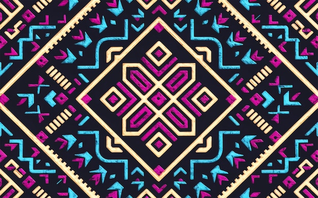 Photo colorful geometric ethnic style seamless aztec pattern for textile and decor