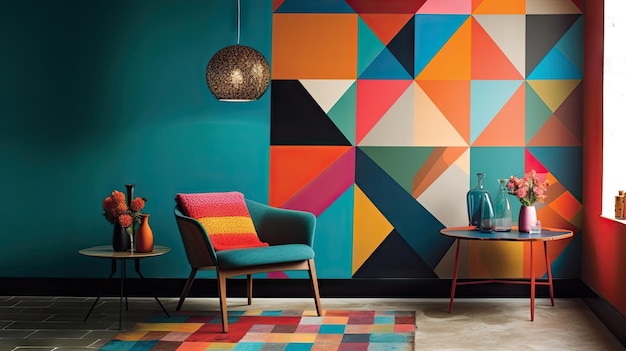 a colorful geometric floor with a geometric design.