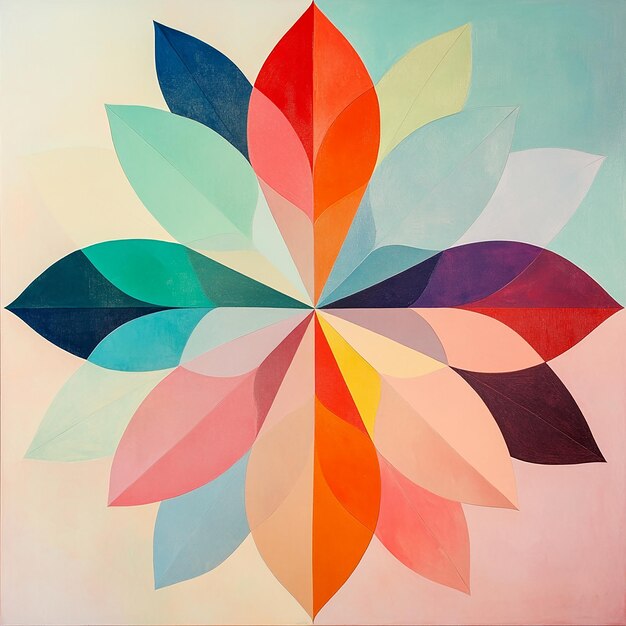 Photo colorful geometric flower petal art design