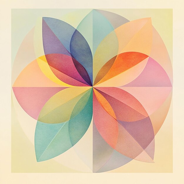 Photo colorful geometric flower petal art design