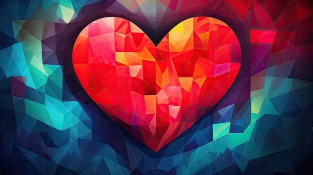 Colorful geometric heart background