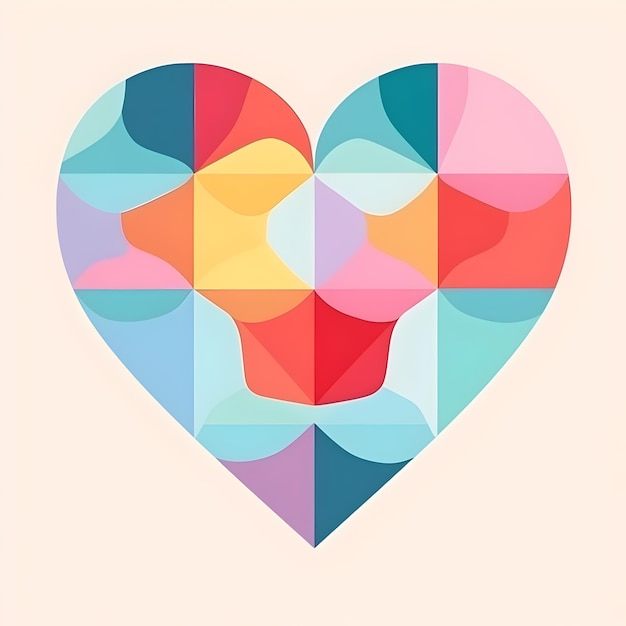 Photo colorful geometric heart flat design abstract pastel background