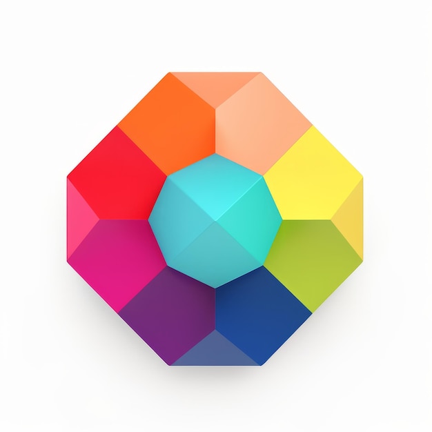 Colorful Geometric Logo Precise Septagon On White Background