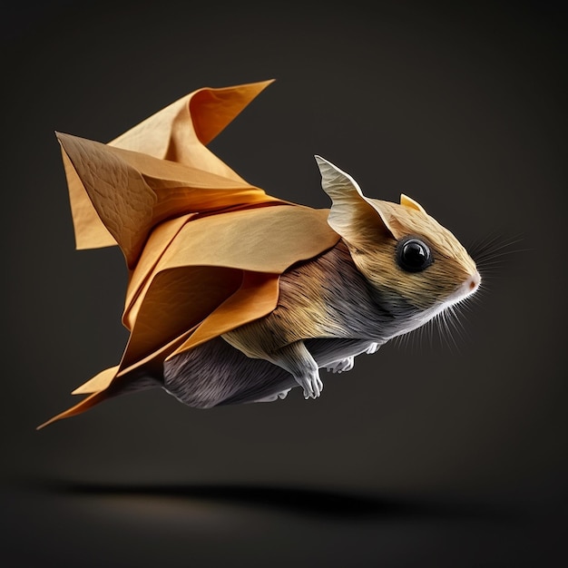 Colorful geometric low poly flying squirrel animal AI Generated